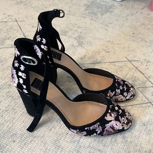White House Black Market Floral Strap Heels